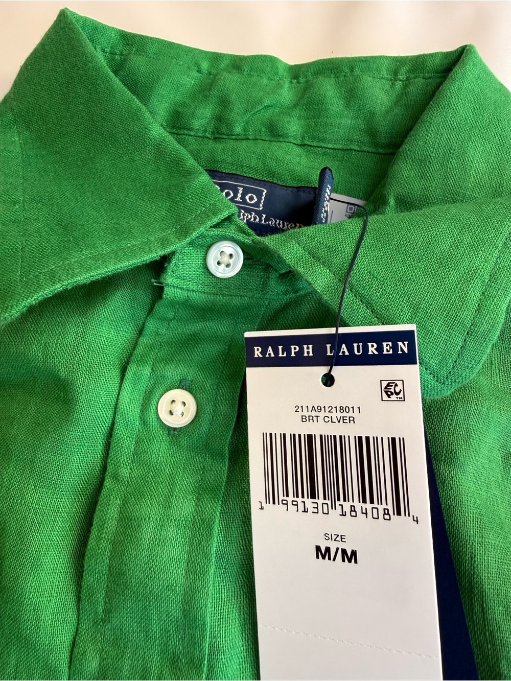 Polo by Ralph Lauren Green Linen Button-Down Shirt - Picture 2 of 4